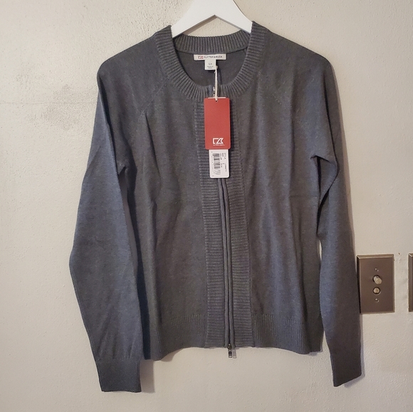 Cutter & Buck Broadview Cardigan - Charcoal Grey - Picture 2 of 8